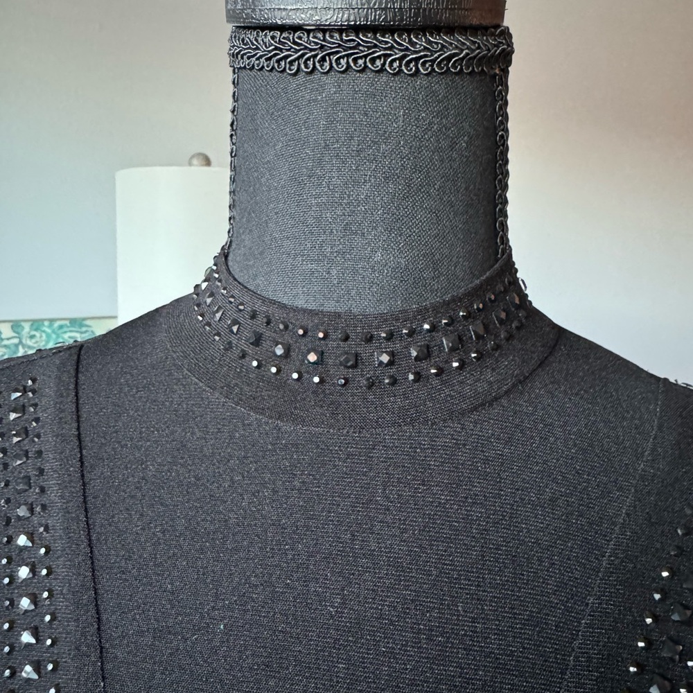 L/S Black Rhinestone Bodycon Dress - Picture 6 of 9